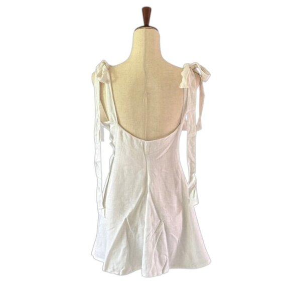 ASOS Design NWT Women's Linen Blend Mini Swing Tie Straps White Sundress Size 12 - Picture 9 of 16